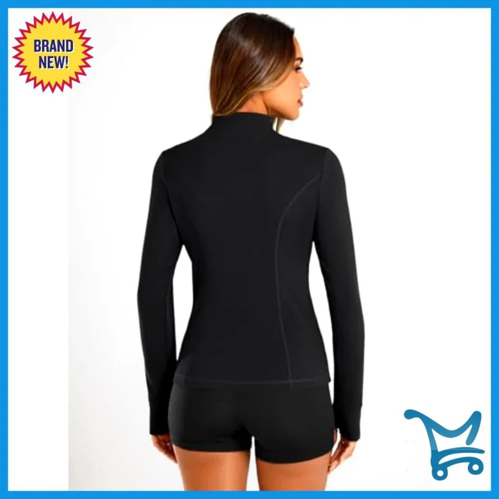 Lightweight Zip Up Jacket Slim Fit Athletic Workout Hoodie Gym Essential - Picture 5 of 7